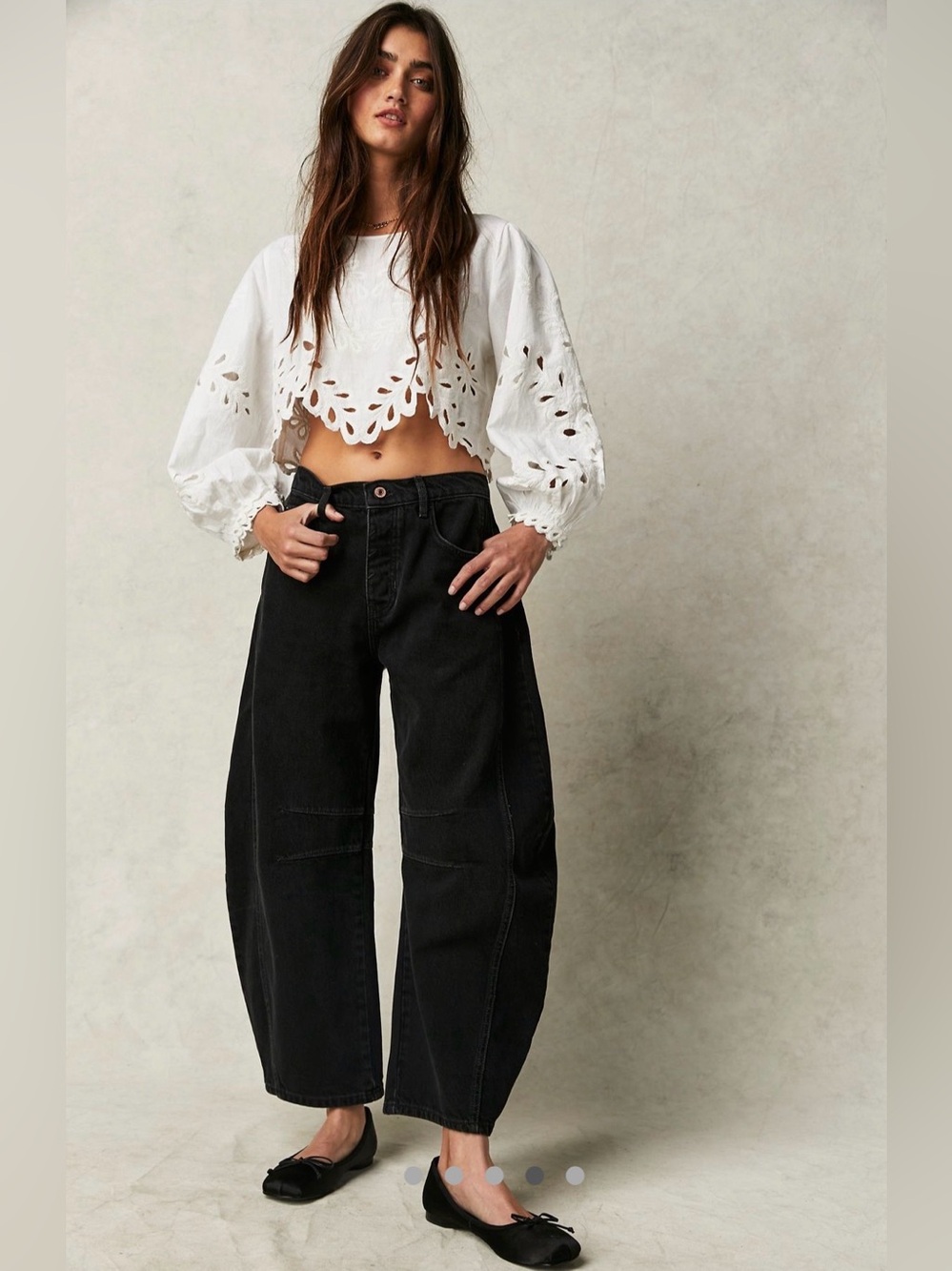 We The Free Black Good Luck Barrel Jeans